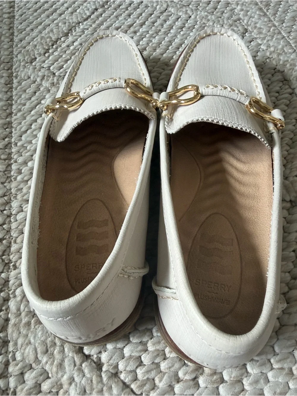 Sperry Women's Seaport Penny Plushwave Leather Loafers 8 Gold Hardware